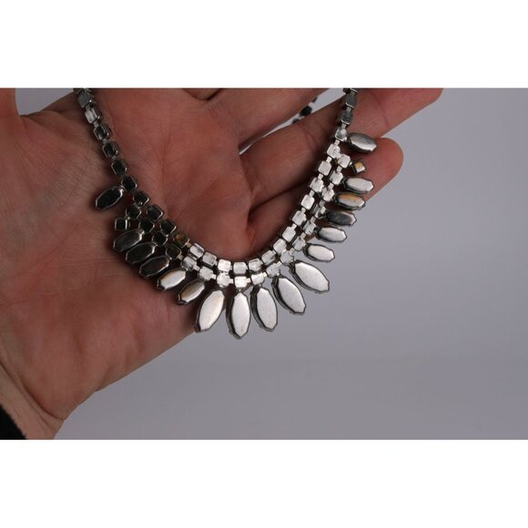 Weiss Rhinestone Necklace, Vintage Black Marquise Fringe, Signed Choker Evening - Picture 11 of 15